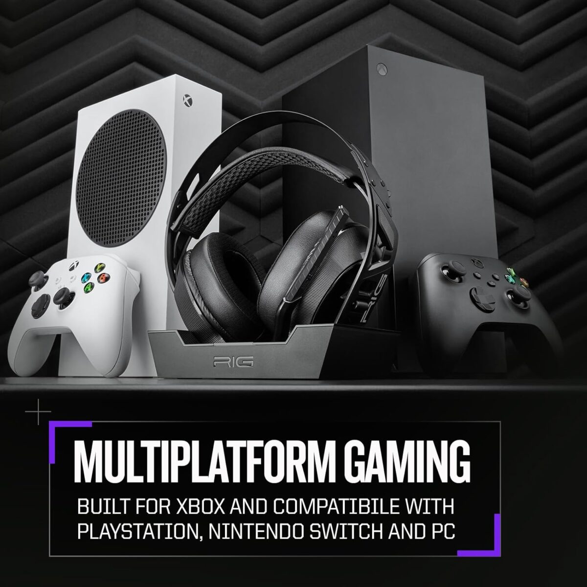 RIG 900 MAX Universal Dual Wireless Gaming Headset with Bluetooth for Xbox, PlayStation, Nintendo Switch, PC, Android, iPhone - Multi-Function Charging Base - 60 Hours Battery - Dolby Atmos 3D Audio - Image 3