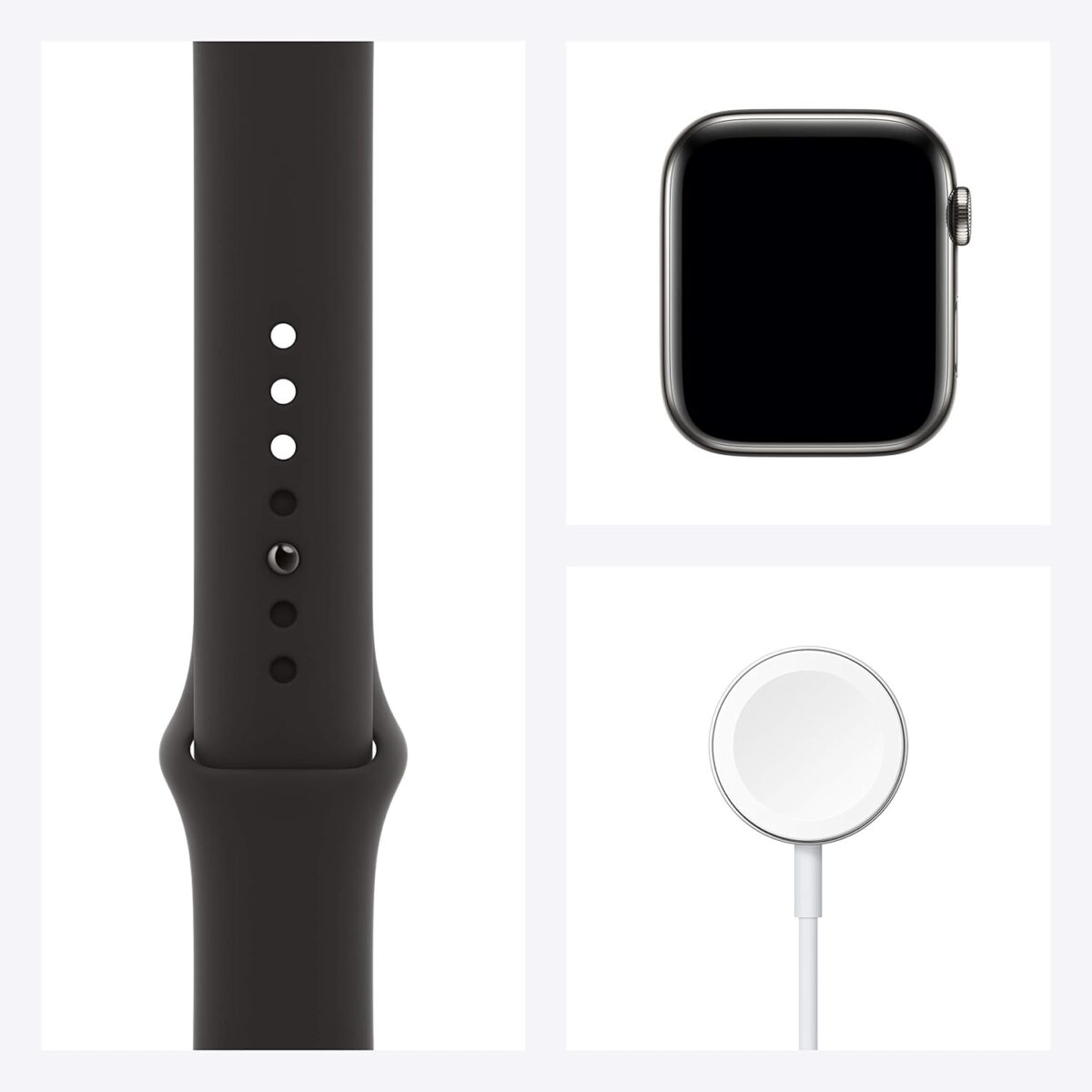 Apple Watch Series 6 (GPS + Cellular, 44mm) - Graphite Stainless Steel Case with Black Sport Band (Renewed) - Image 8