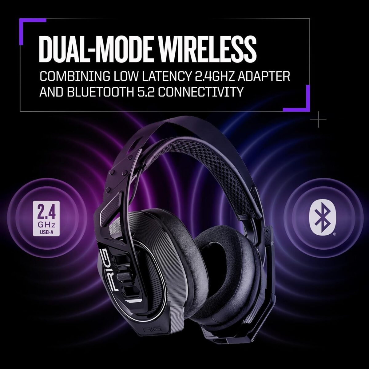 RIG 900 MAX Universal Dual Wireless Gaming Headset with Bluetooth for Xbox, PlayStation, Nintendo Switch, PC, Android, iPhone - Multi-Function Charging Base - 60 Hours Battery - Dolby Atmos 3D Audio - Image 4