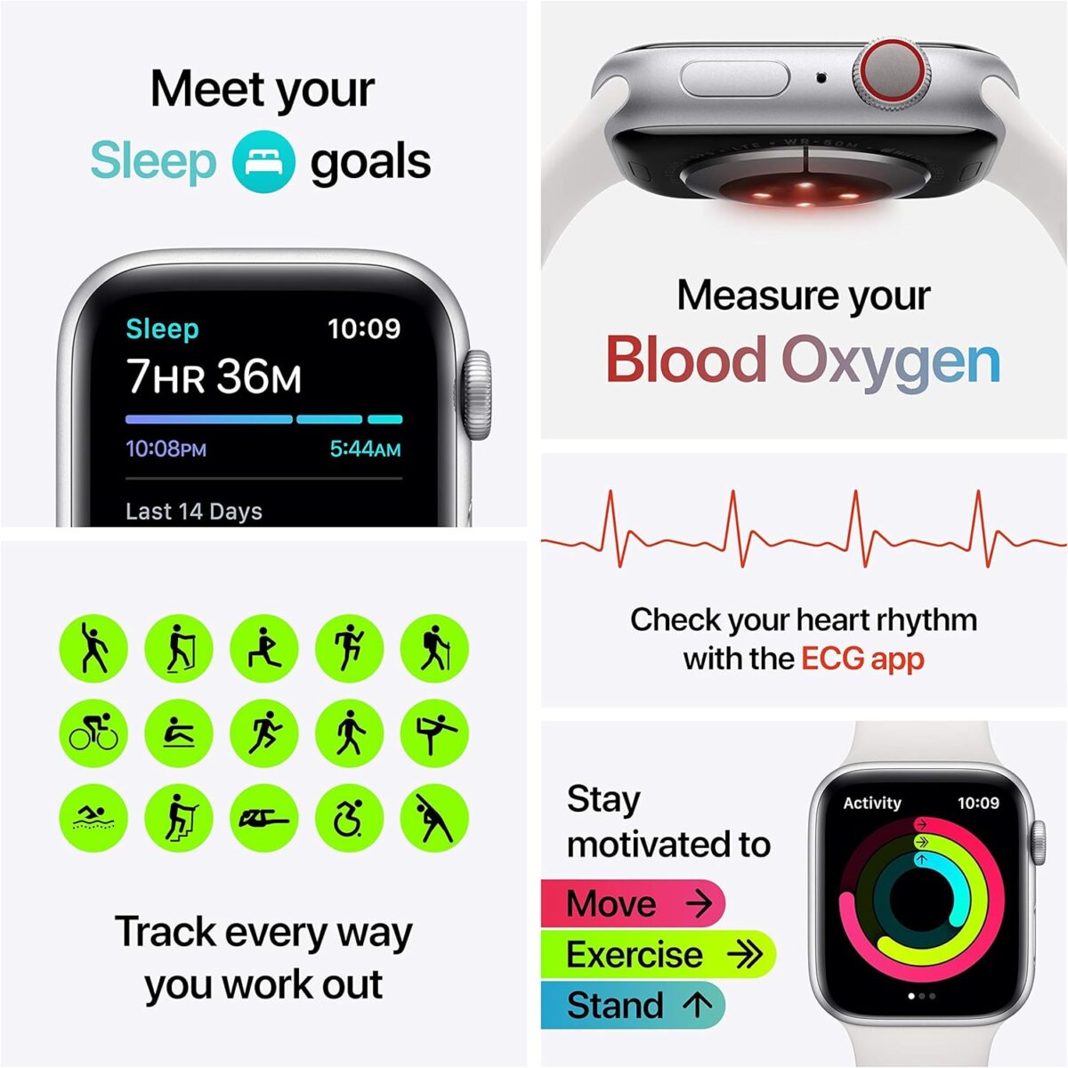 Apple Watch Series 6 (GPS + Cellular, 44mm) - Graphite Stainless Steel Case with Black Sport Band (Renewed) - Image 7