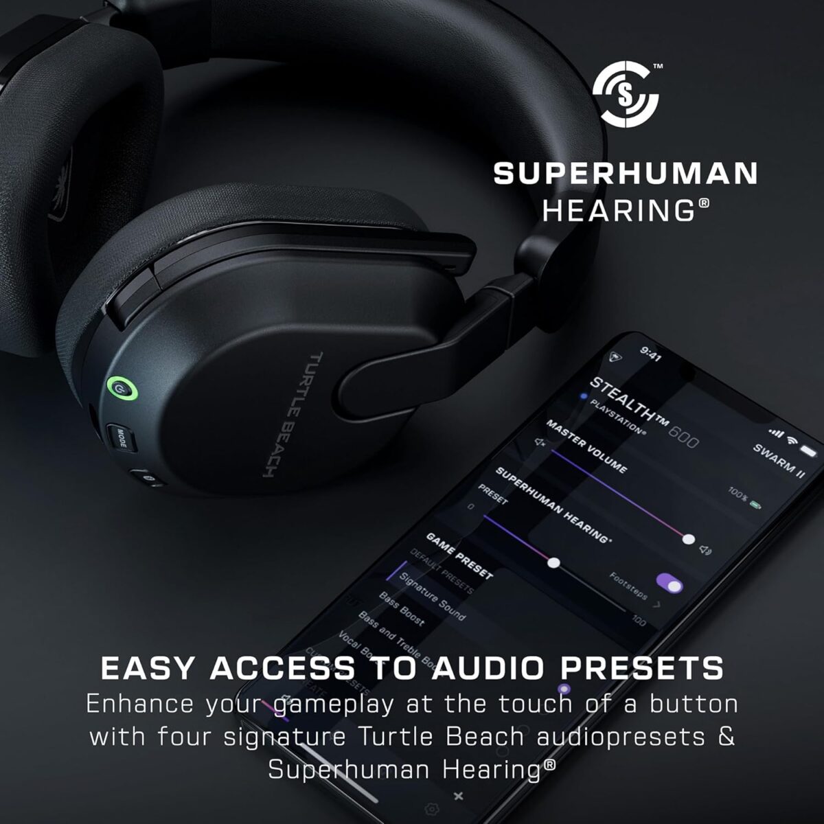 Turtle Beach Stealth 600 Wireless Multiplatform Amplified Gaming Headset for PC, PS5, PS4, & Mobile – Bluetooth, 80-Hr Battery, Noise-Cancelling Flip-to-Mute Mic, Waves 3D Audio –Black - Image 9