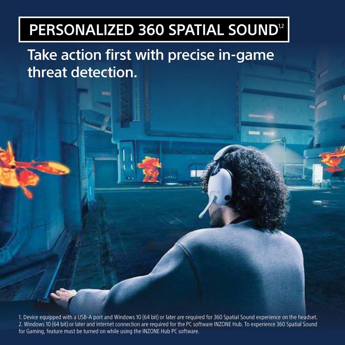 Sony INZONE H9 Gaming Headset, Wireless Noise Canceling Bluetooth Headset with Microphone, 360 Spatial Sound, for PC and PS5 (WH-G900N), Black - Image 3