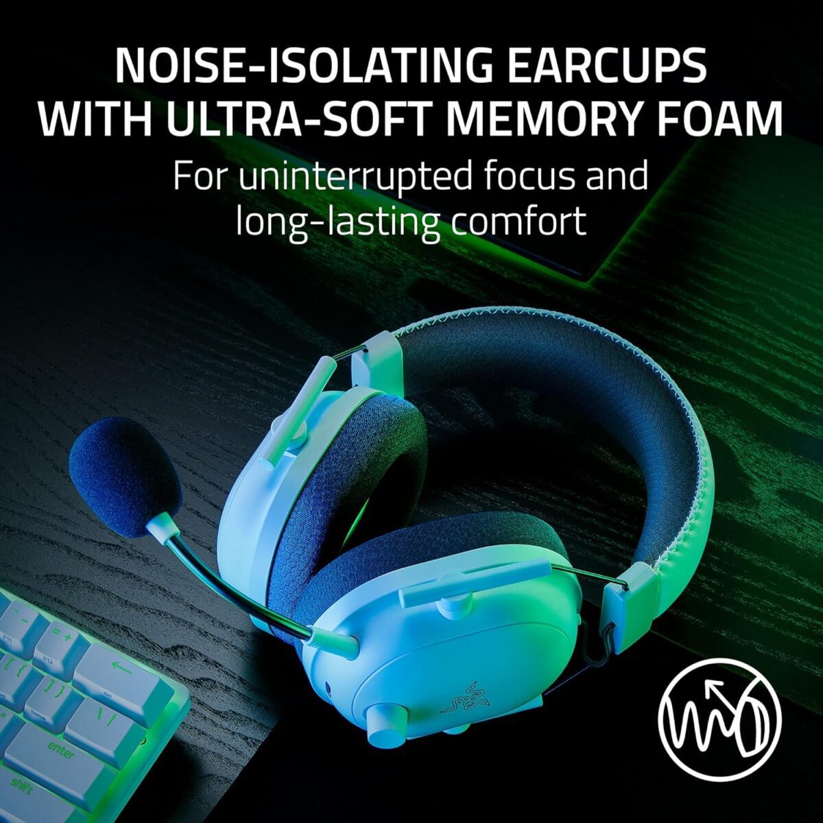 Razer BlackShark V2 Pro Wireless Gaming Headset 2023 Edition: Detachable Mic - Pro-Tuned FPS Profiles - 50mm Drivers - Noise-Isolating Earcups w/Ultra-Soft Memory Foam - 70 Hr Battery Life - White - Image 8