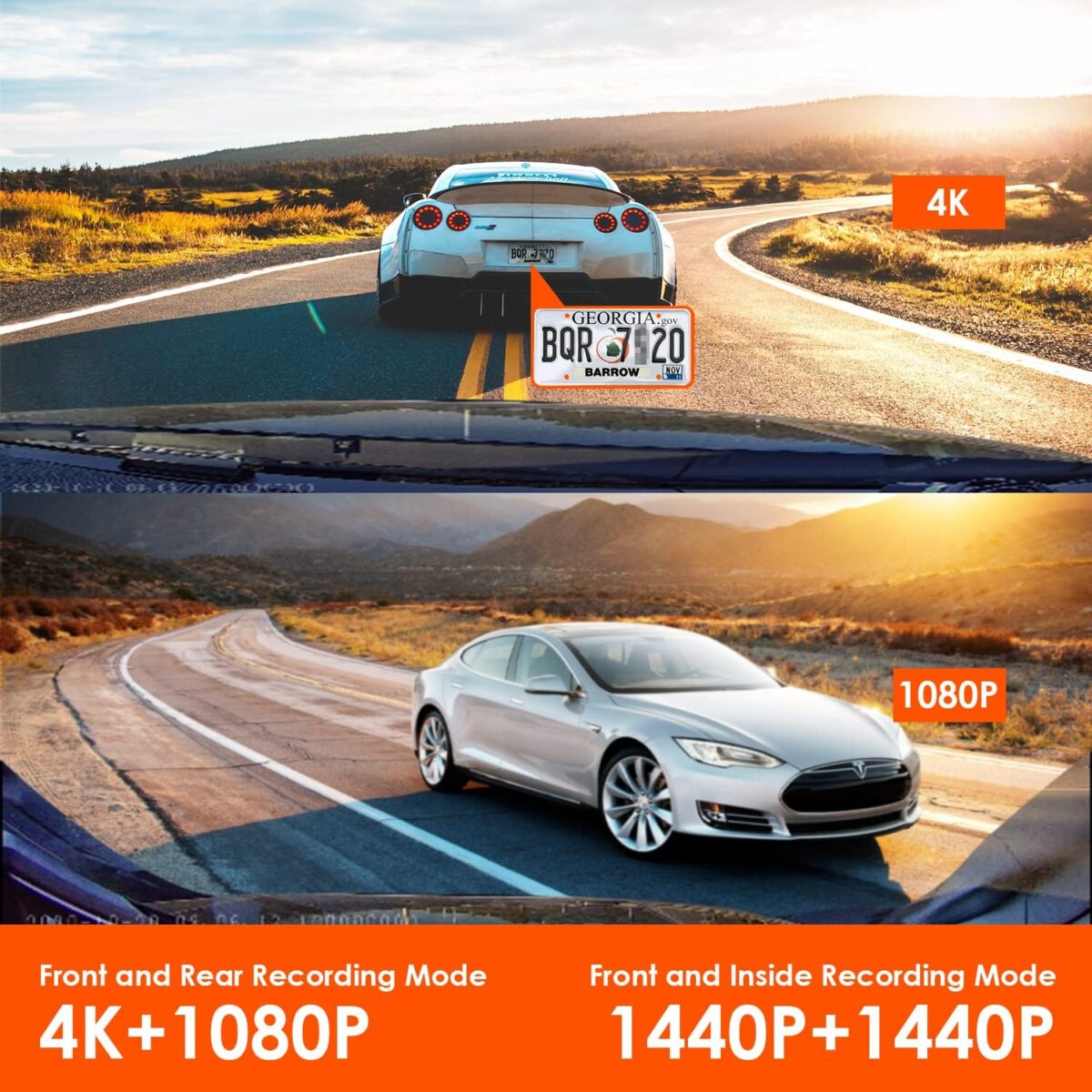 VANTRUE N4 3 Channel Dash Cam, 4K+1080P Dual Channel, 1440P+1440P+1080P Front Inside Rear Three Way Triple Car Dash Camera, IR Night Vision, Capacitor, 24 Hours Parking Mode, Support 256GB Max - Image 5